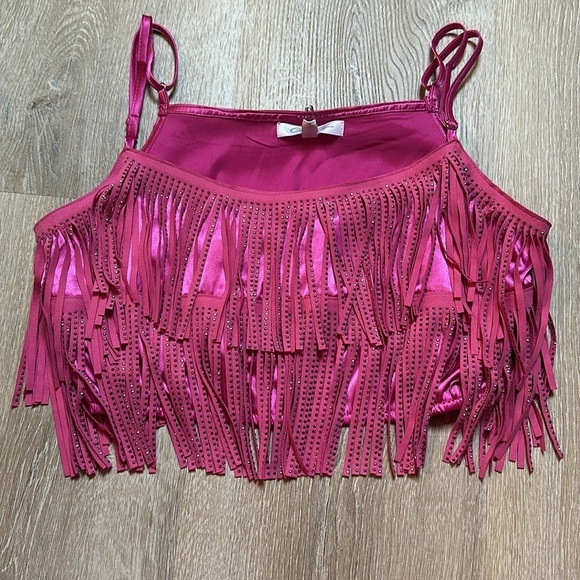 CLOUD TEN, pink fringe top, BNWT small - Picture 2 of 9